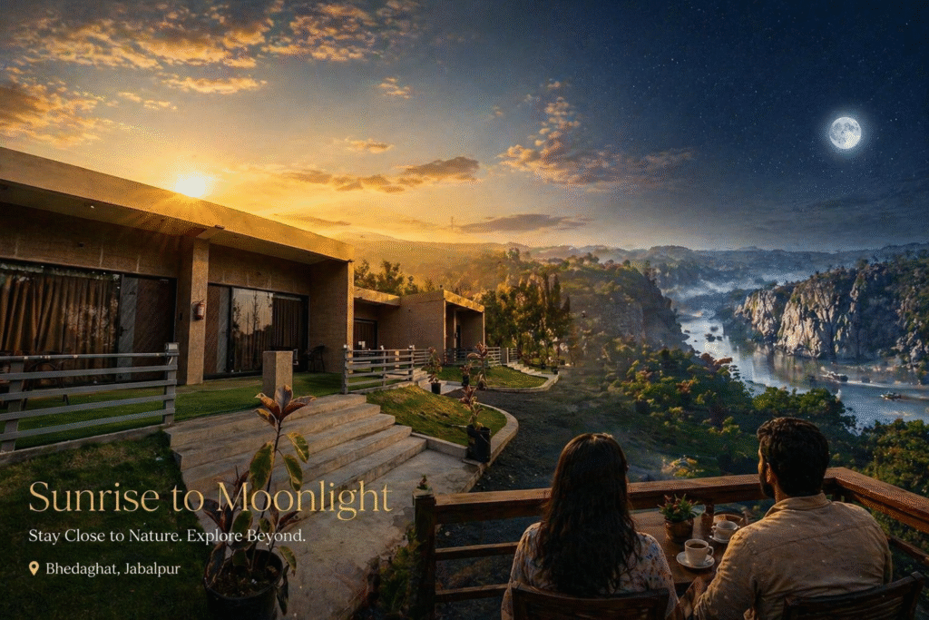 bhedaghat jabalpur hotel, best resorts in jabalpur, best resort in bhedaghat, sightseeing stay near jabalpur, nature resort near jabalpur