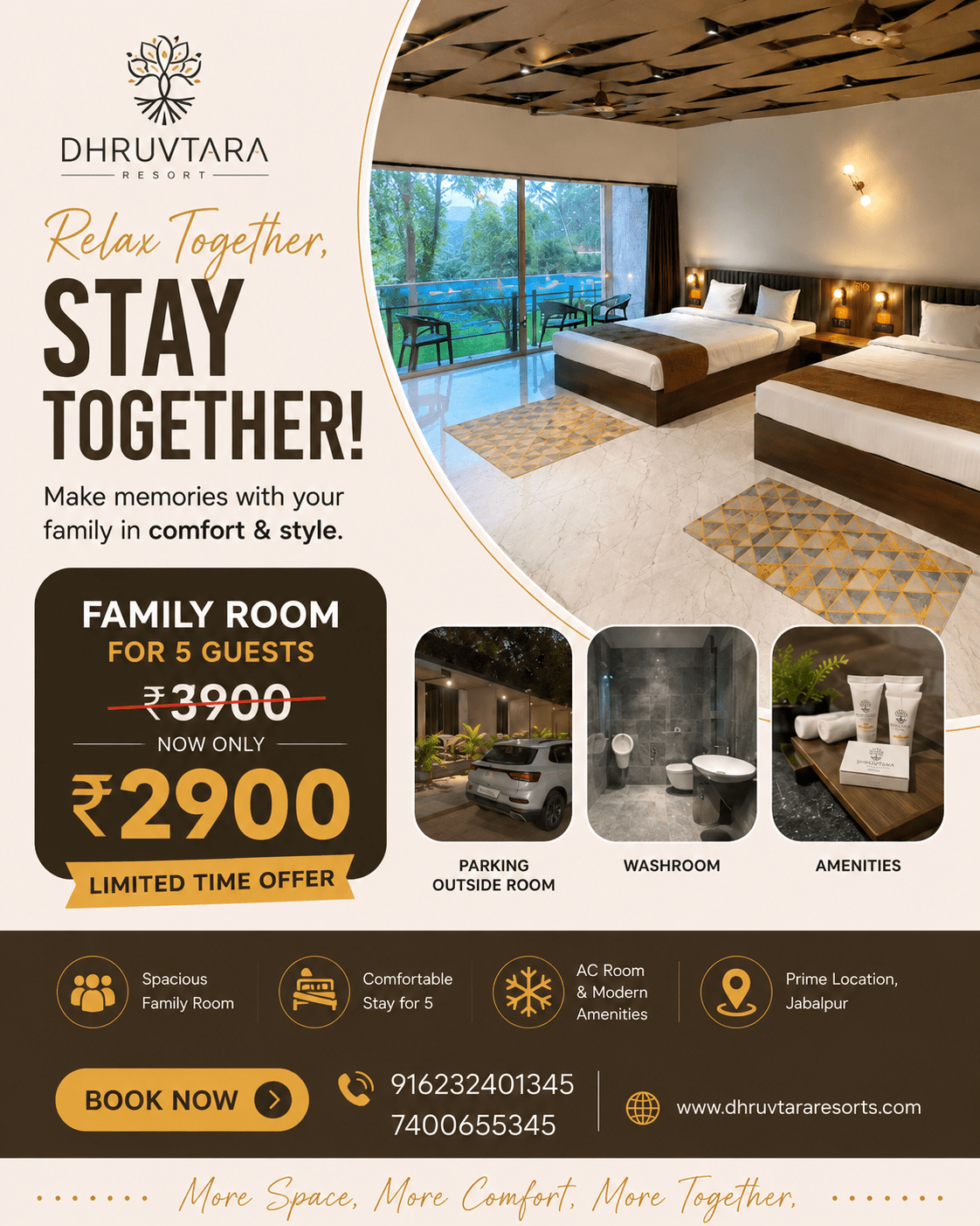 offer family room for 5 guests